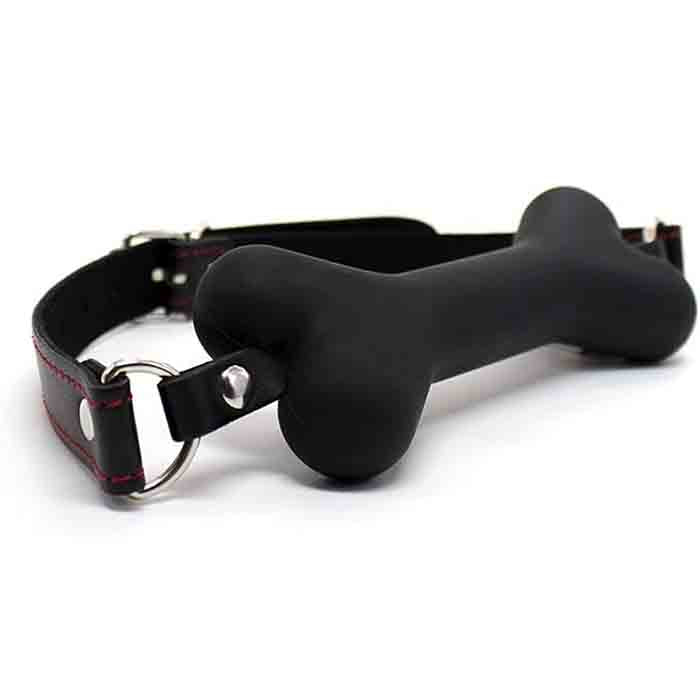 Silicone & Leather Strap Bone Gag