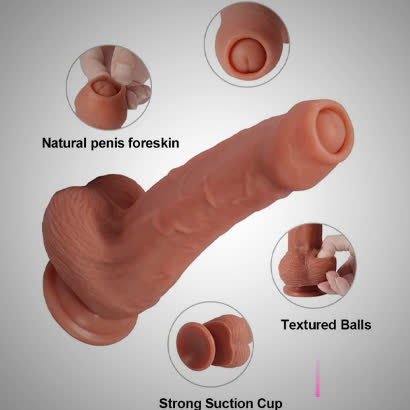 8 Inch Foreskin Uncut Realistic Dildo