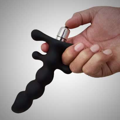 Black Vibrating Multi Bead Silicon Anal Plug