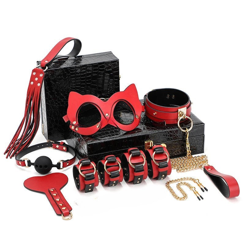 10Pc Shiny Bondage Restraint BDSM KIT