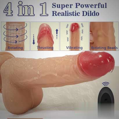 Wireless Vibrating And Thrusting Dildo With Strong Suction And Wireless Remote Control