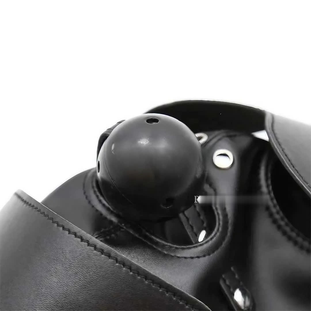Leather Face Mask with Eye Mask & Gag Ball
